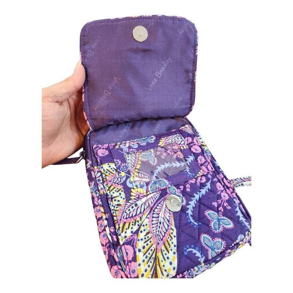 Vera Bradley mini hipster crossbody bag Batik leaves purple purse handbag fall - Picture 9 of 12